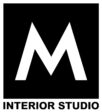 M Interior Studio wordmark logo in white.